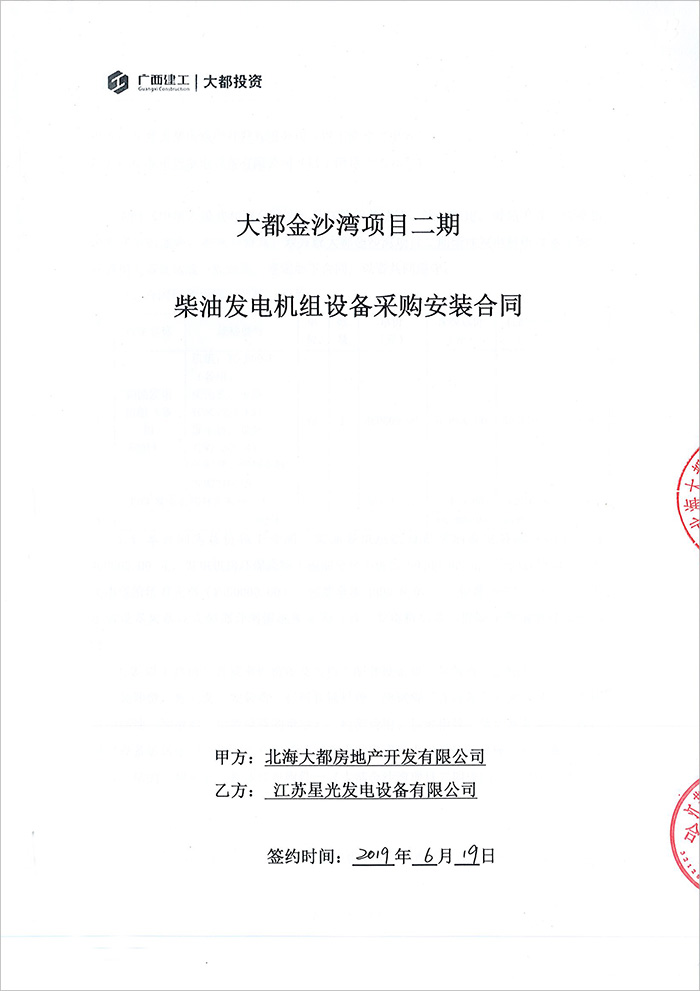 大都金沙湾项目800KW玉柴发电机组采购